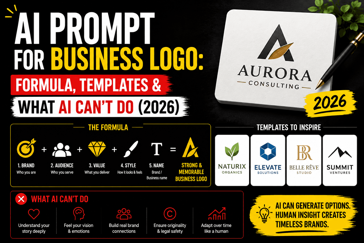 AI Prompt for Business Logo: Templates + What AI Can't Do (2026)