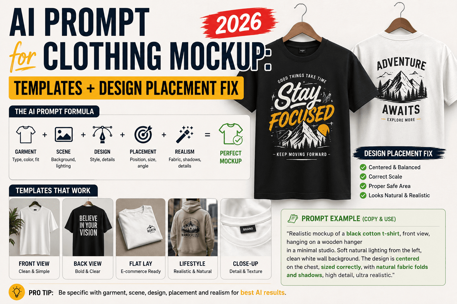 AI Prompt for Clothing Mockup: Templates + Design Placement Fix (2026)